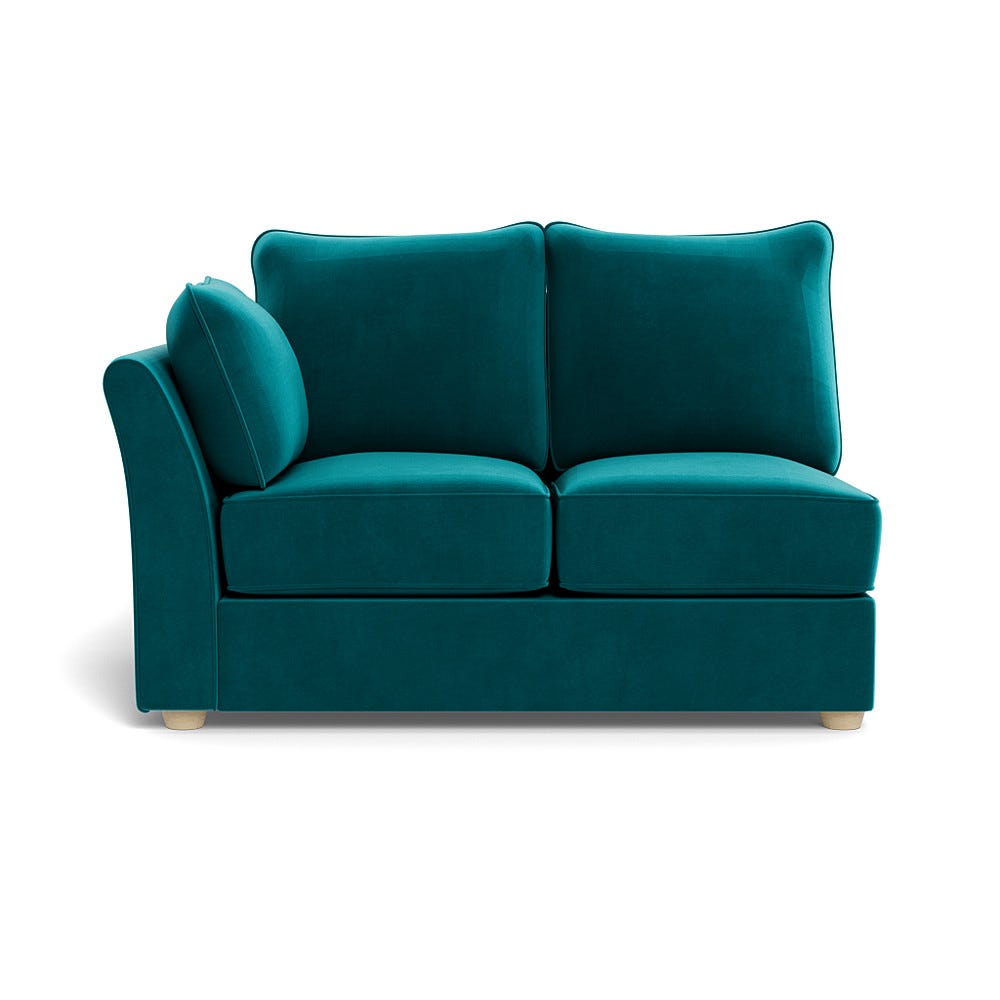 Heal's Tailor Double Left Hand Facing Corner Unit Smart Velvet Petrol Natural Feet