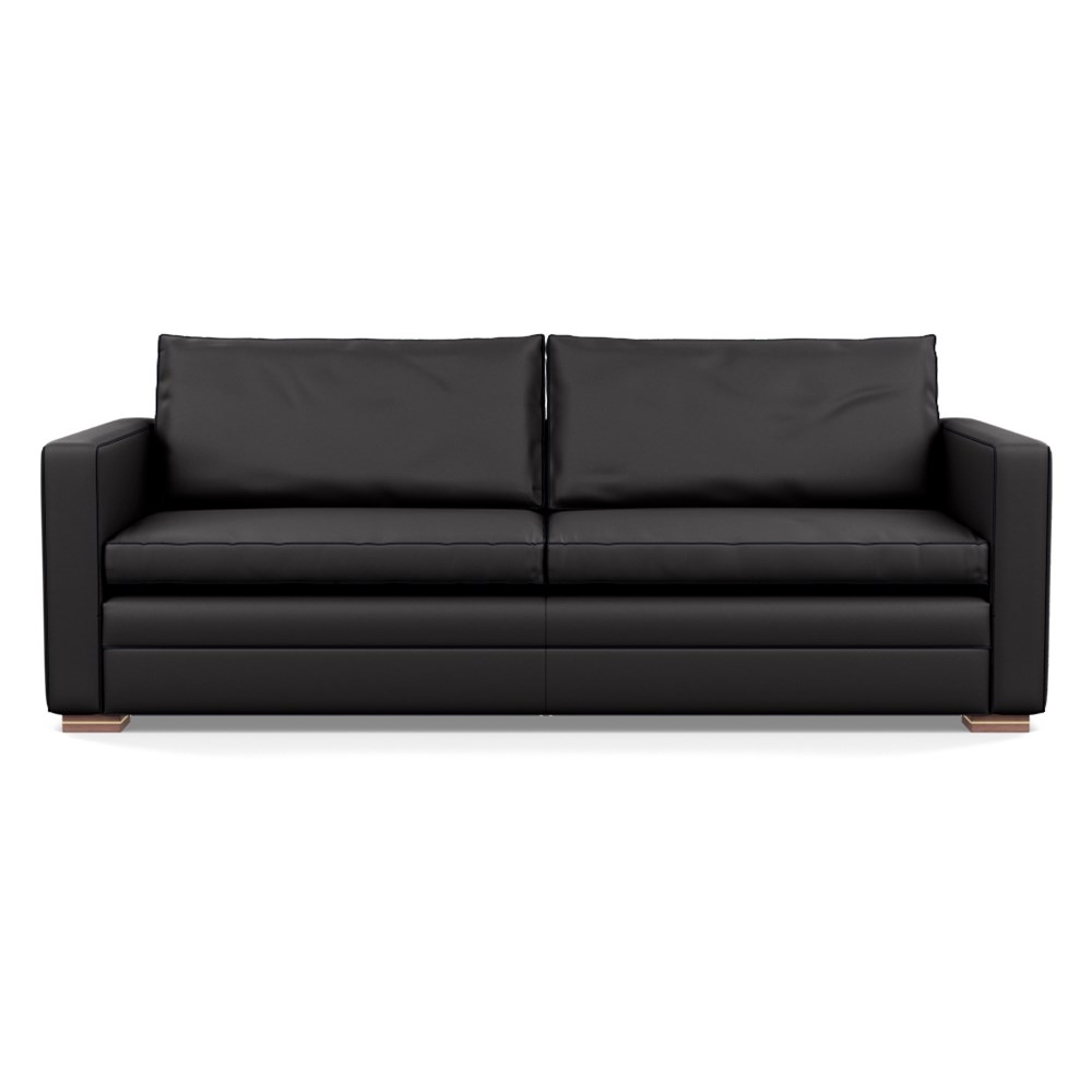 Heal's Palermo 4 Seater Sofa Leather Grain Graphite 063 Brass and Walnut Feet