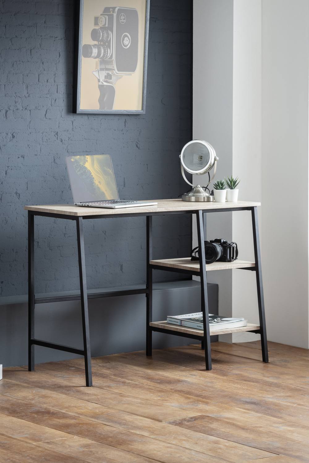 Julian Bowen Tribeca Desk with Shelves in Light Oak