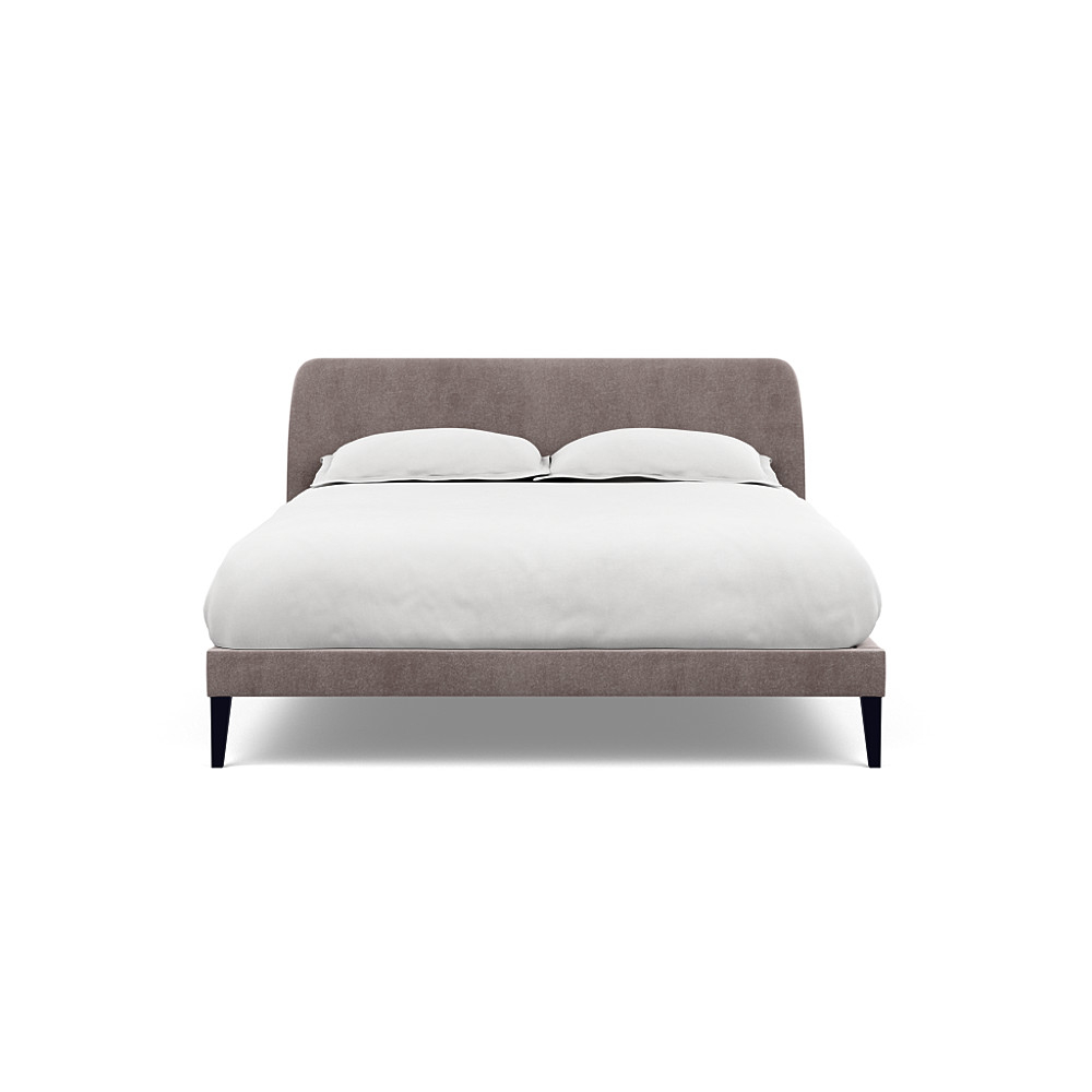 Heal's Wallis Bedstead King Smart Luxe Velvet Mushroom Black Feet