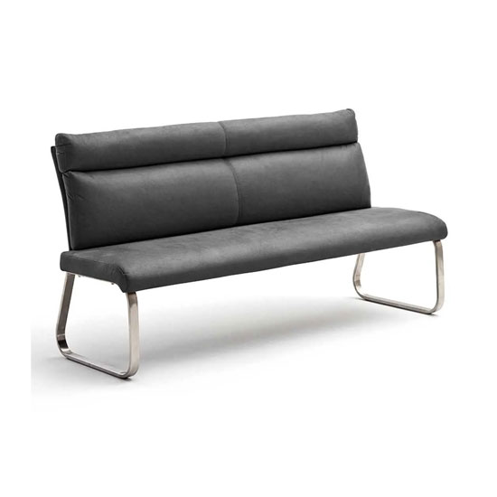 Rabea Fabric Small Dining Bench In Grey With Steel Frame