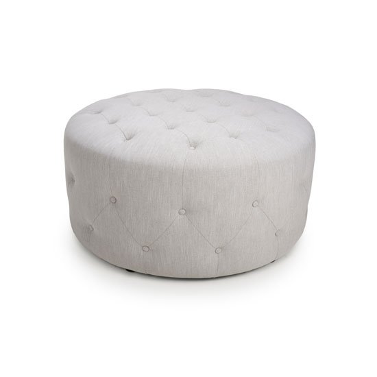 Siena Large Round Flax Effect Pouffe In Grey Weave