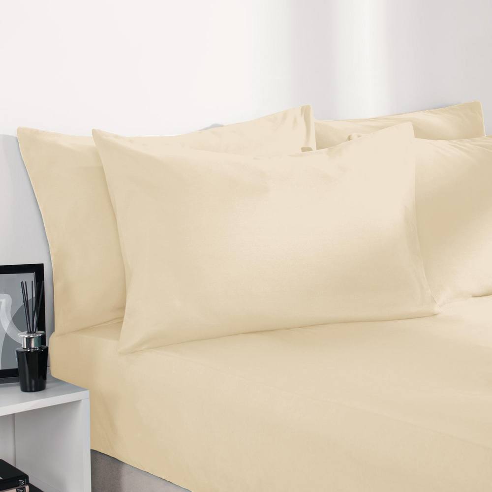 OHS Ultra Soft Microfibre Plain Fitted Bed Sheet in Ivory | Size: Double