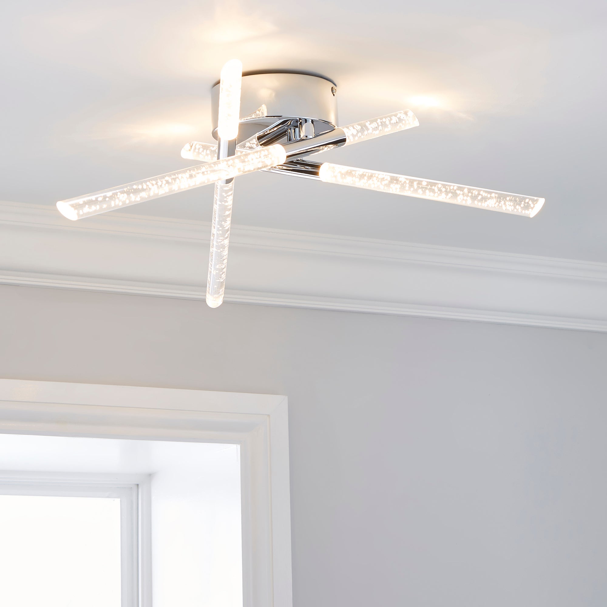 Tassani 6 Light Integrated LED Bubble Acrylic Ceiling Fitting Silver