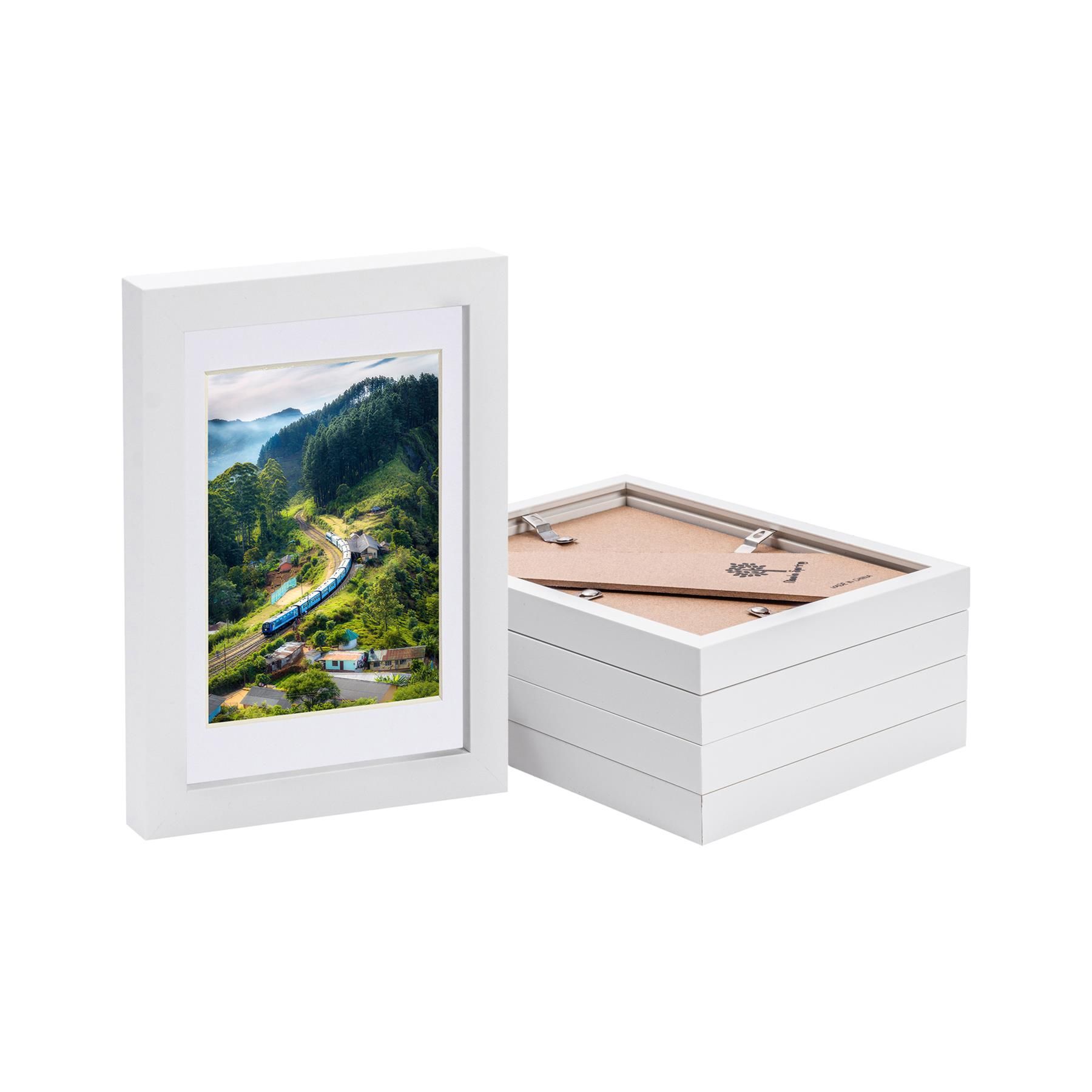 Nicola Spring Photo Frames with 4" x 6" Mount - 5" x 7" - Ivory Mount - Pack of 5 in White