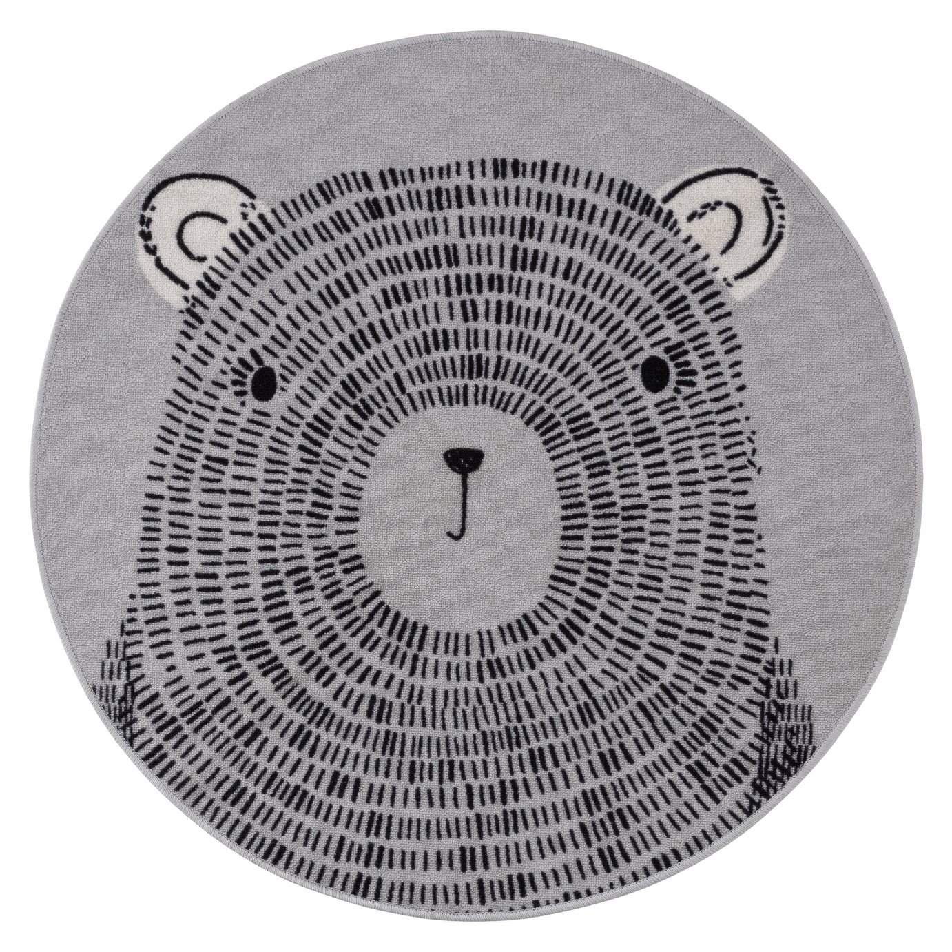 Argos Home Kids Teddy Circle Cut Pile Rug - Grey - 100x100cm