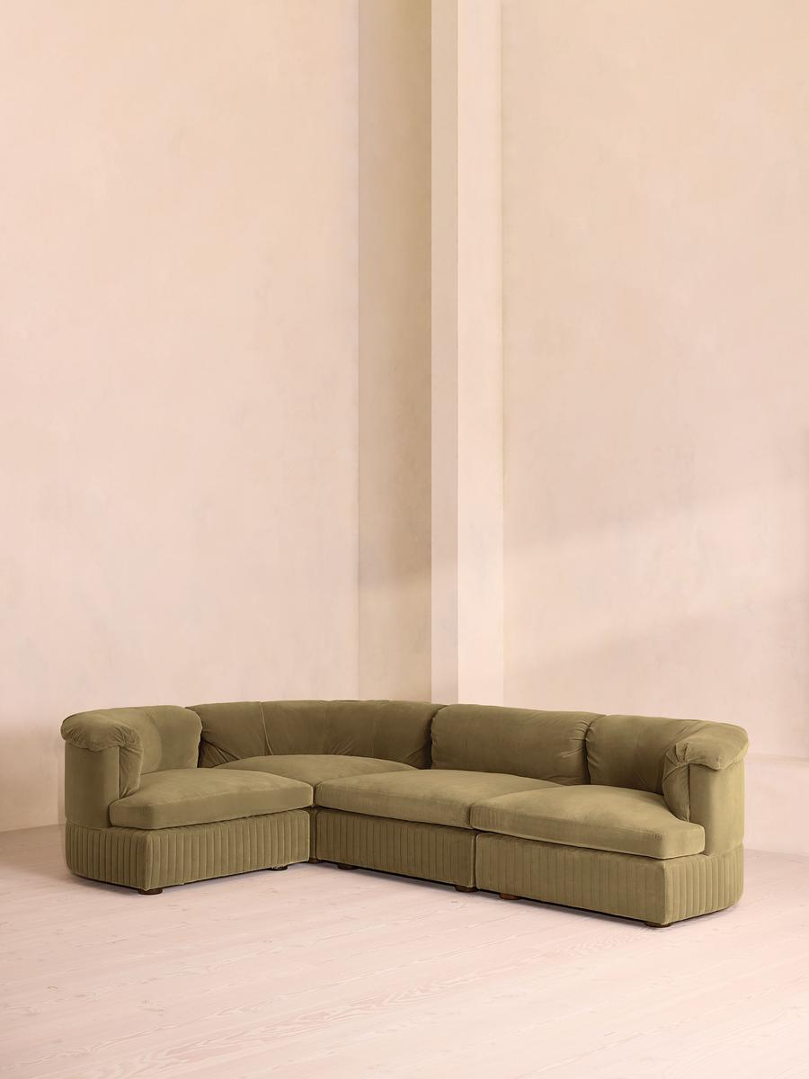 Oona Modular Sofa, L-Shape Sofa, Velvet Lichen