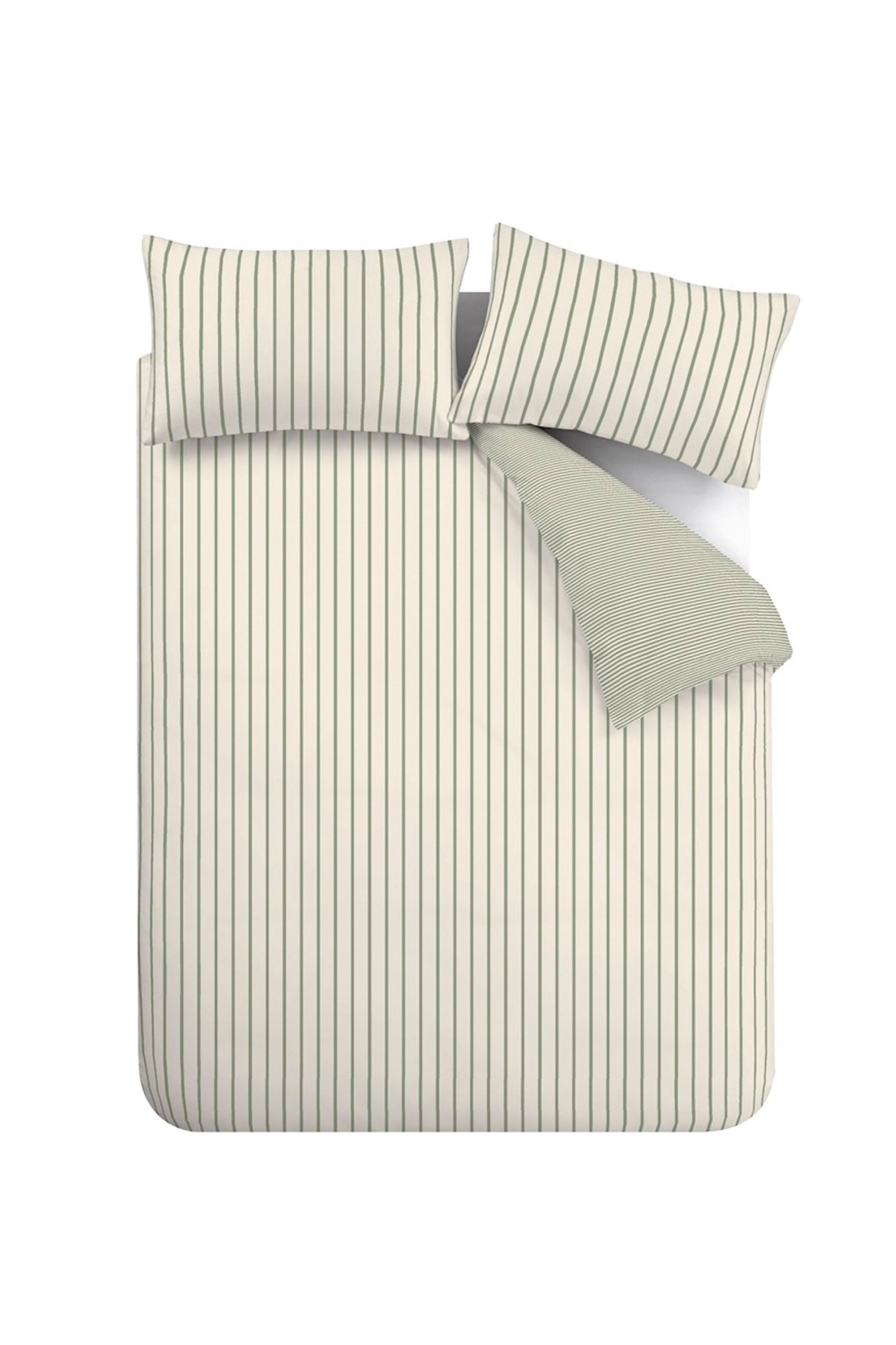 Bianca 'Hampton Stripe' 200 Thread Count Cotton Reversible Duvet Cover Set in Green 6