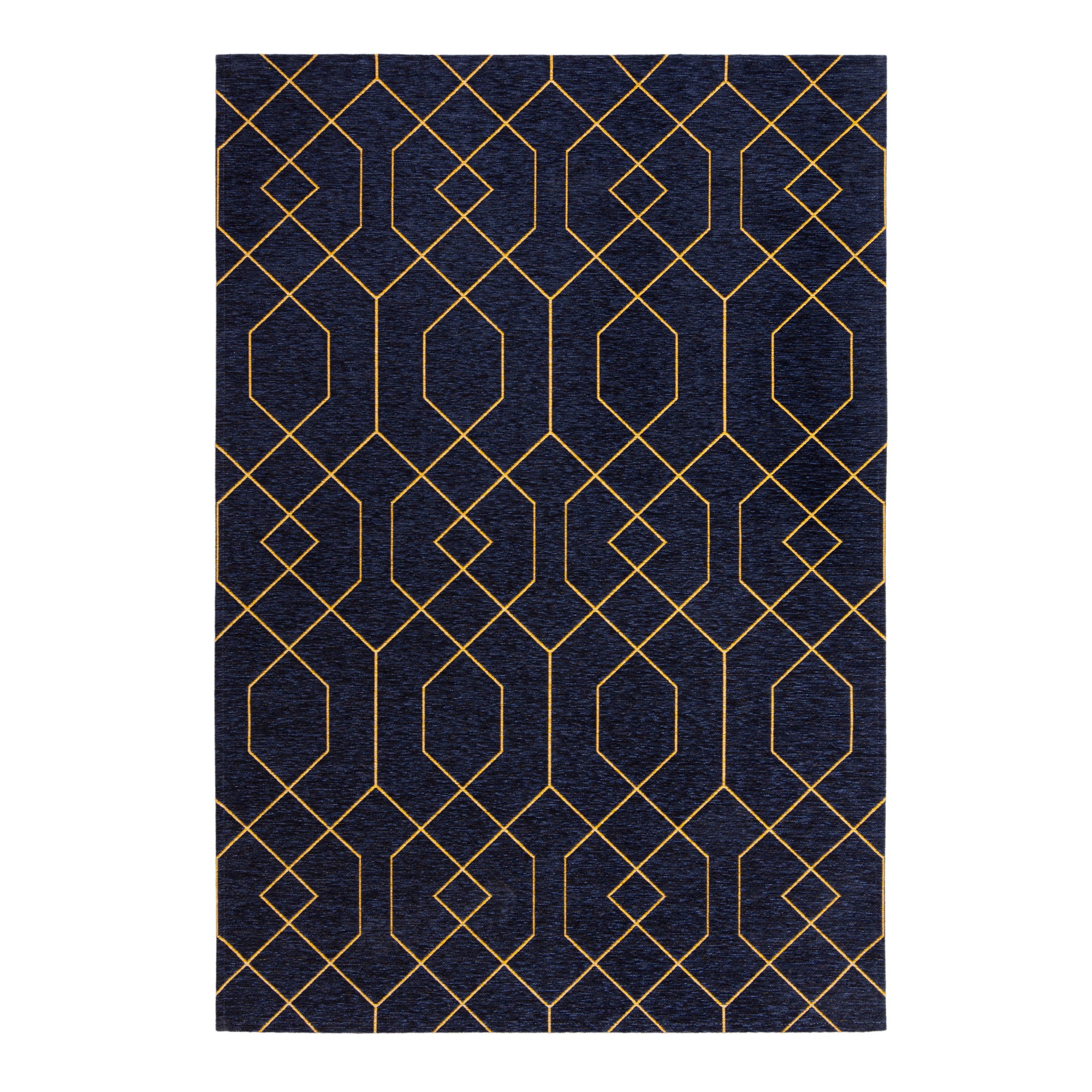 Tokyo Geometric Rug Navy and Yellow