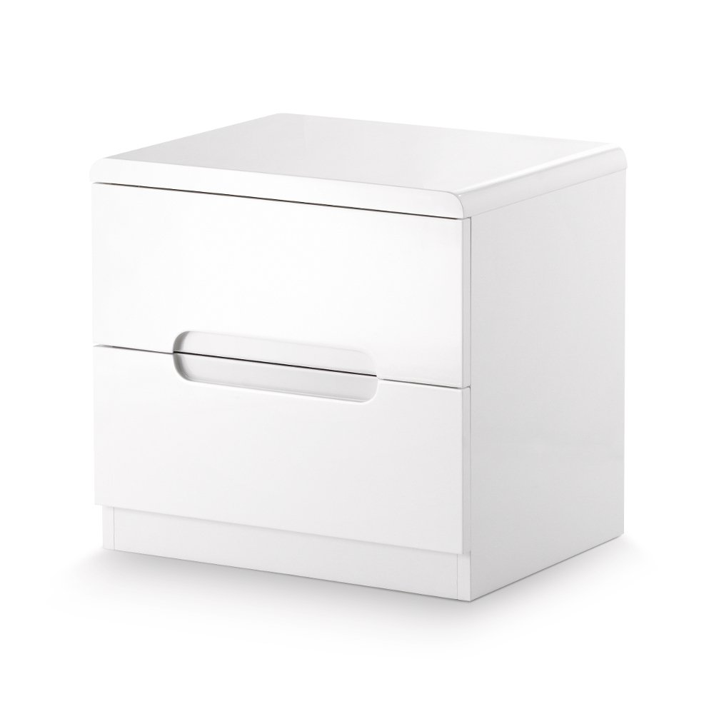 Manhattan Gloss White 2 Drawer Bedside Table