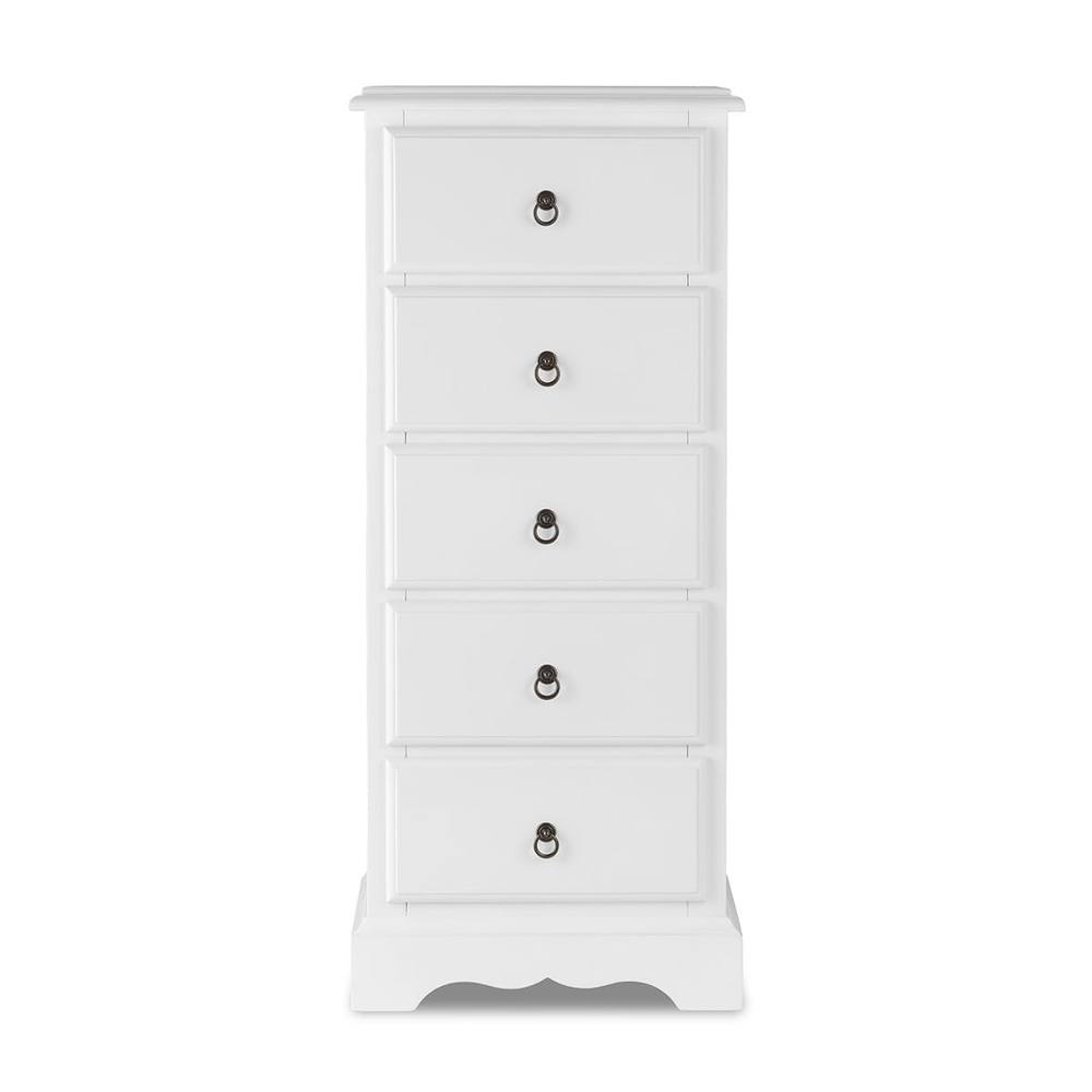 Statement Furniture Romance 5 Drawer Tallboy in Cool White