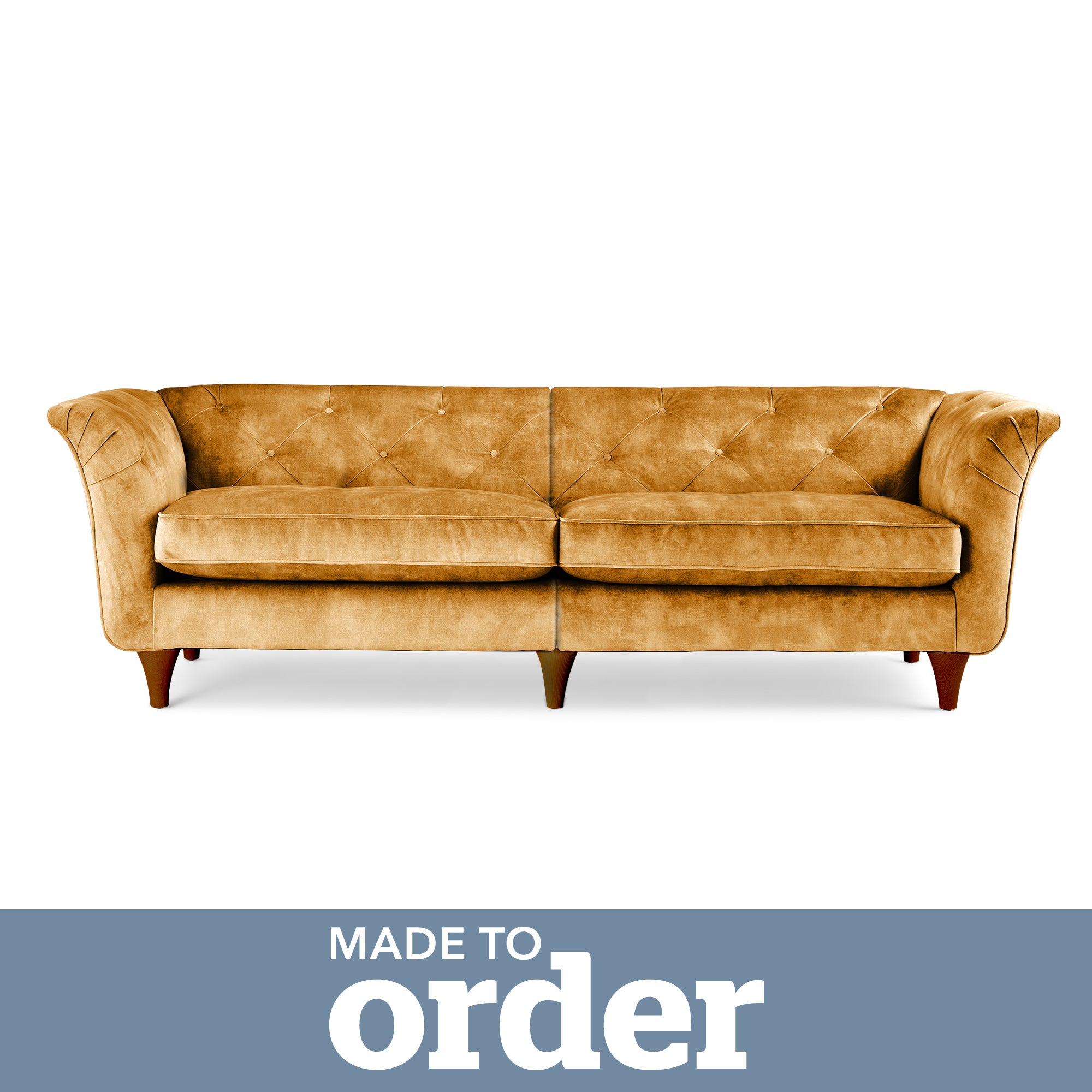 Jaipur 4 Seater Sofa Slub Velvet Yellow