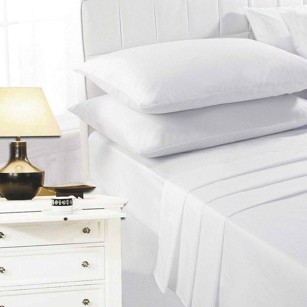 K Collection Percale Percale Fitted Sheet in White
