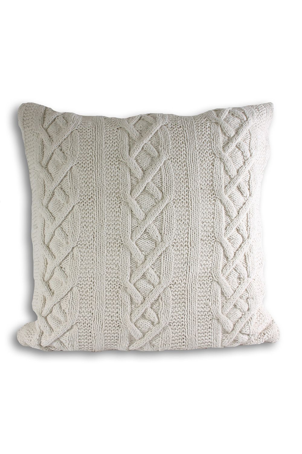 Paoletti Aran Chunky Cable Knitted Cushion in Cream