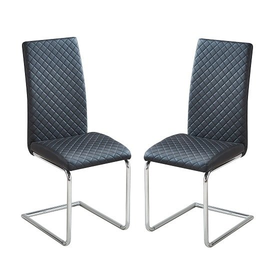 Ronn Dining Chair In Black Faux Leather In A Pair