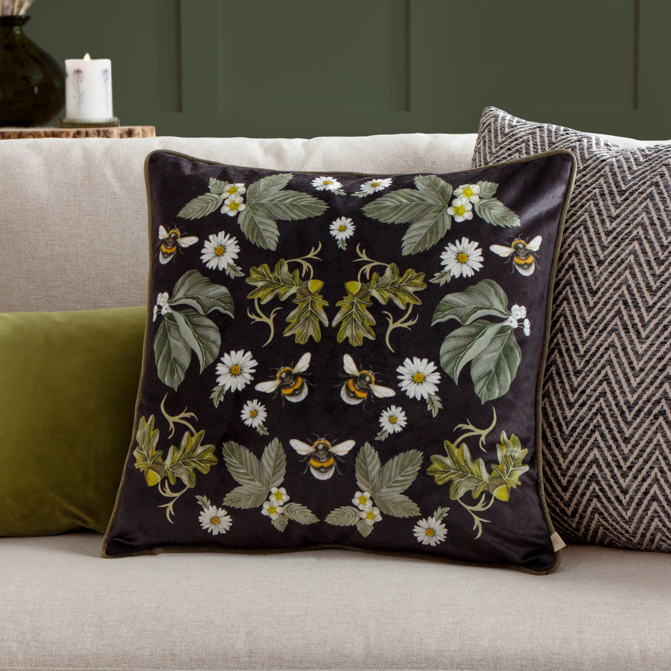 Wylder Nature Braywick Clarence Mirror Velvet Piped Cushion