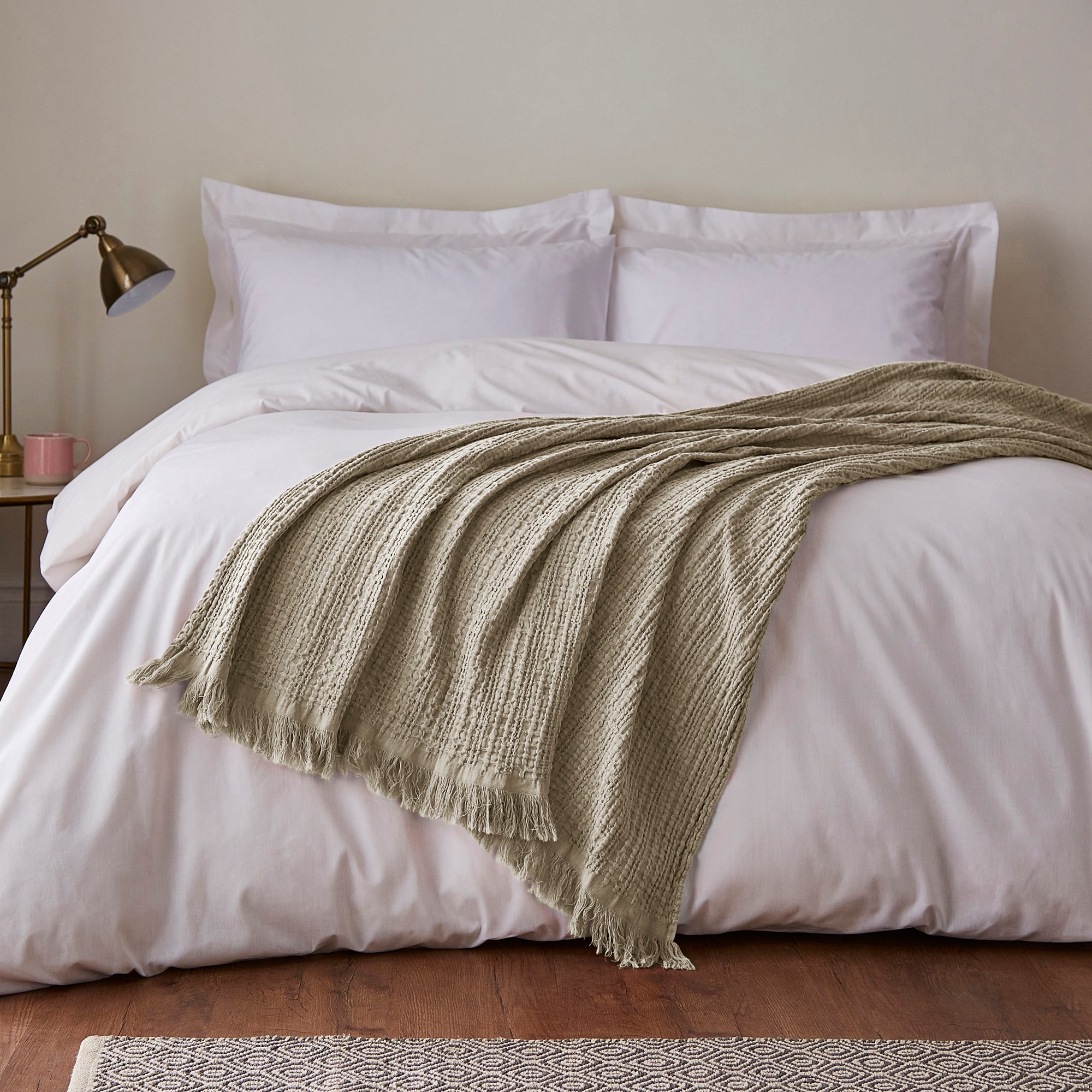 Cotton Waffle Throw Brown