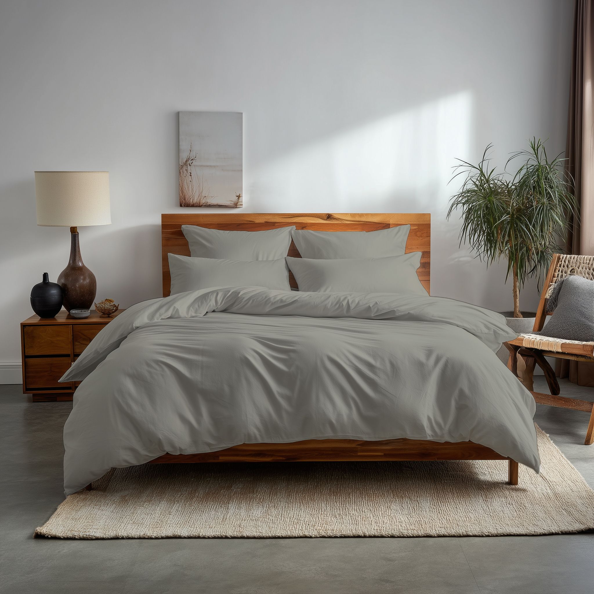 Snug City Plain Dyed Easy Care Polycotton Duvet Cover & Pillowcase/s Set Bed Linen in Silver