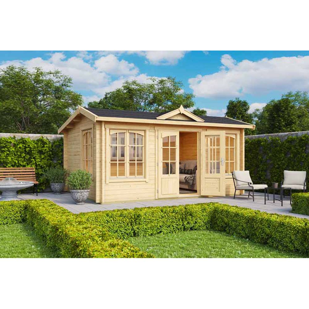 Lasita Maja Ltd Windsor 44-Log Cabin, Garden Room, Home Office - L440xW340.8xH239.4 cm in Natural