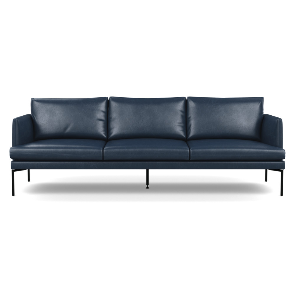 Heal's Matera 4 Seater Sofa Leather Stonewash Navy Blue 279 Black Feet