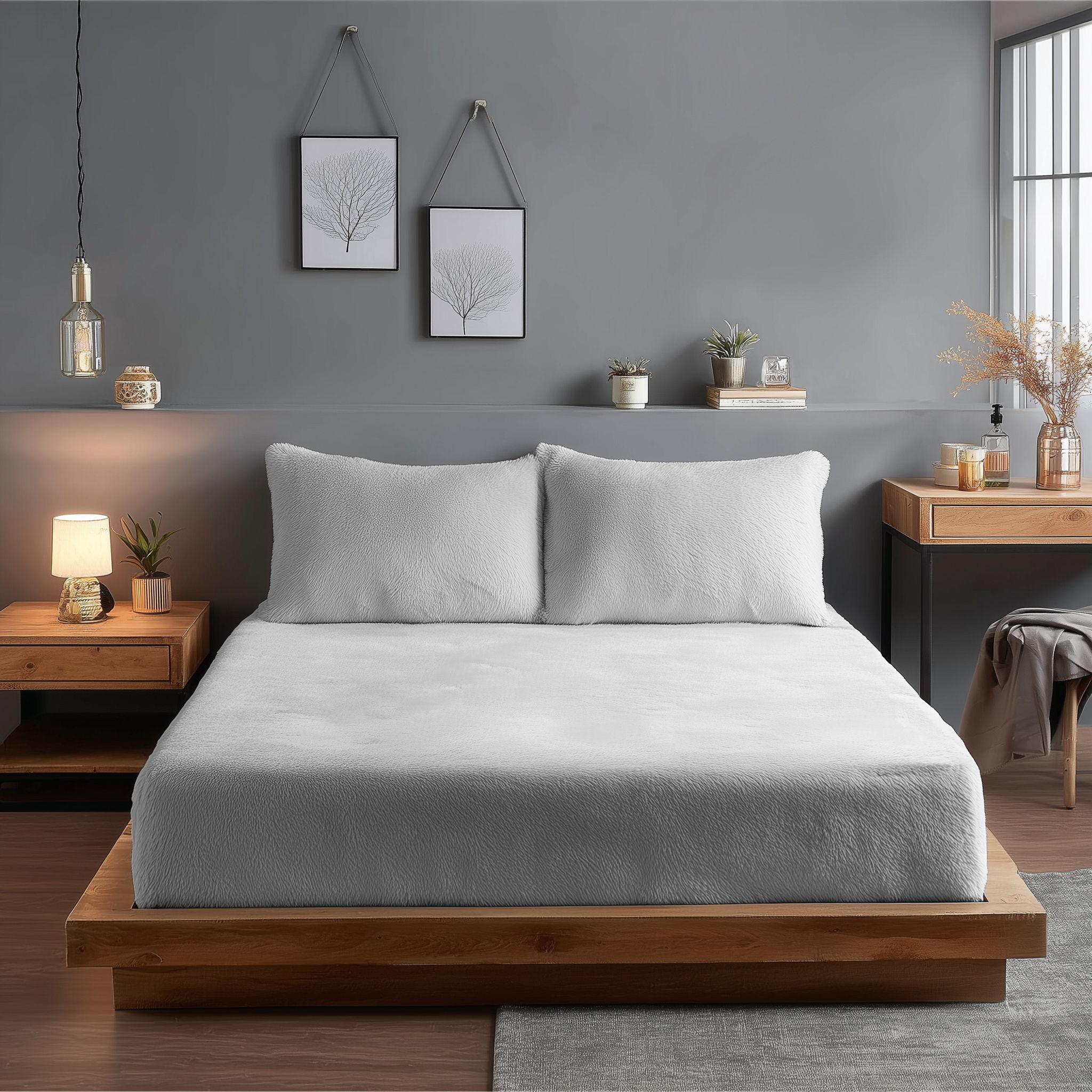 Snug City Teddy Fitted Sheet 30cm Extra Deep Soft Cuddly Soft Touch Bedding in White
