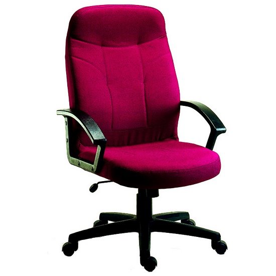 Kenton Fabric Executive Office Chair In Burgundy With Castors