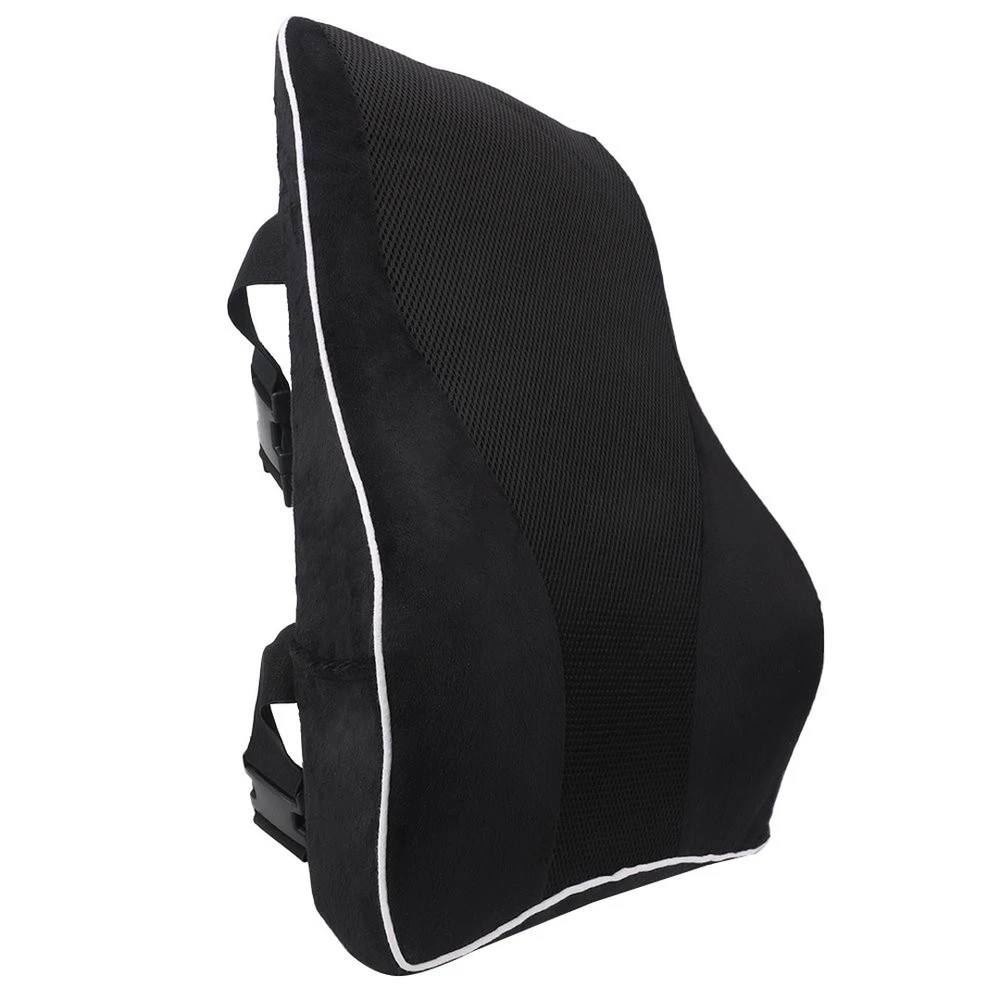 NESTLUNE Memory Foam Lumbar Support Back Cushion Pillow in Black