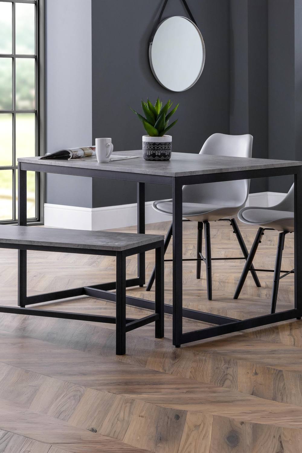Julian Bowen Staten Rectangular 4-6 Seater Dining Table in Grey