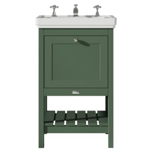 Bayswater Hartleigh Hunter Green Traditional Freestanding Vanity Unit & 3 Tap Hole White Recessed Basin - 500mm