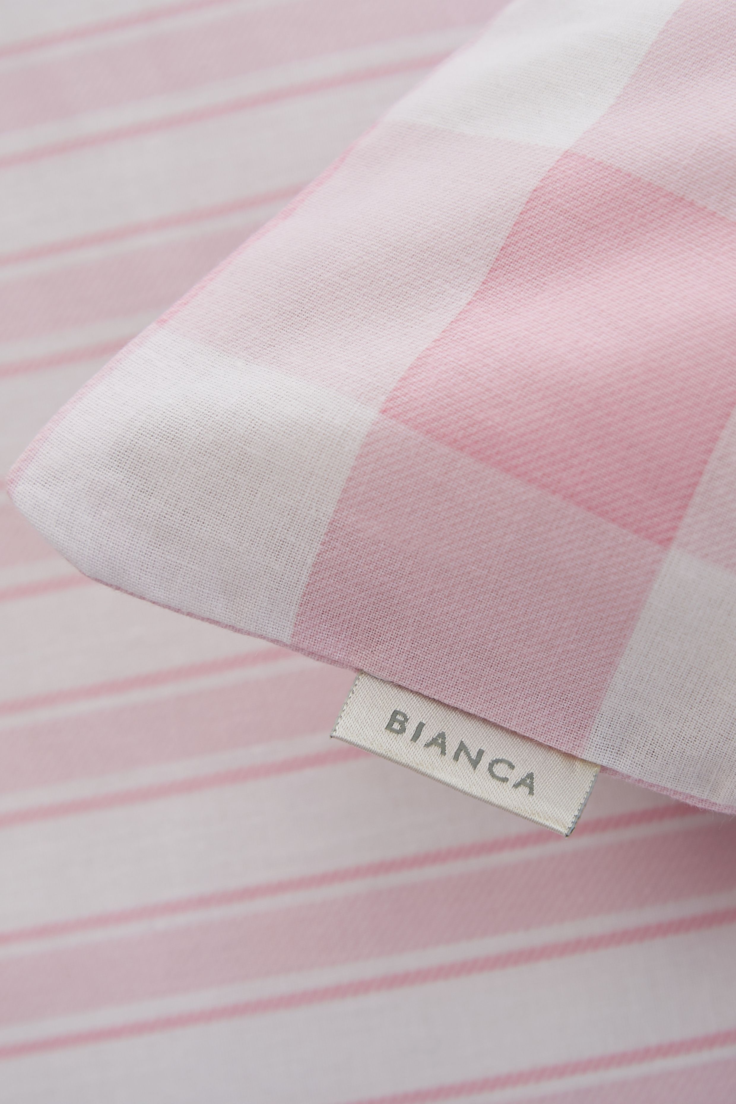 Bianca Check & Stripe Cotton Duvet Set in Pink 3