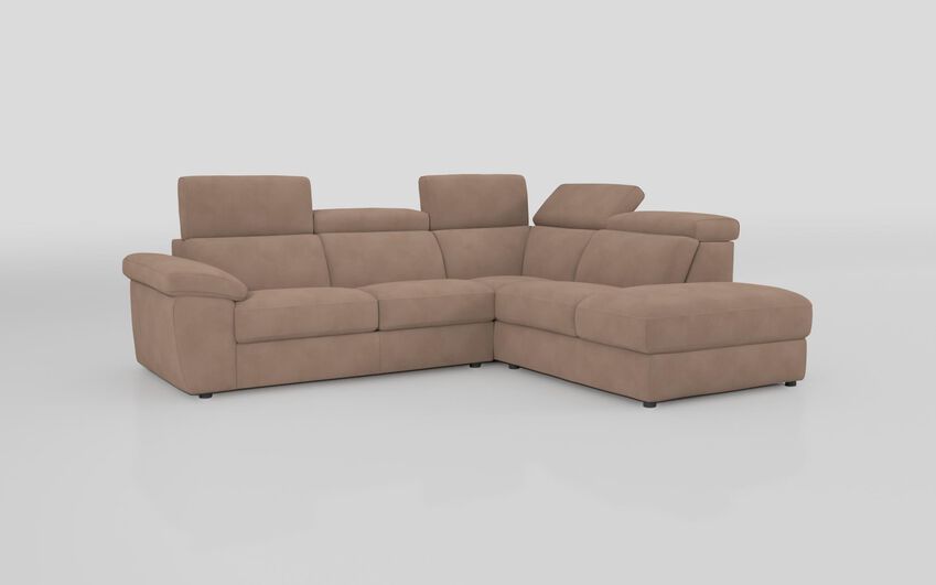 Brown Fabric Norbello 3 Corner 2 with Sofa Bed and Right Hand Facing Chaise with Storage