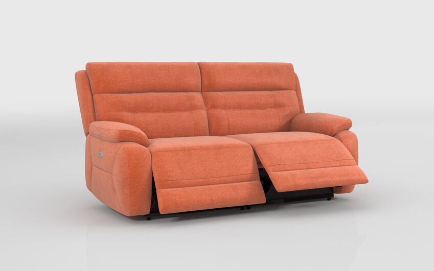 Orange Fabric Fenton 3 Seater Power Recliner Sofa