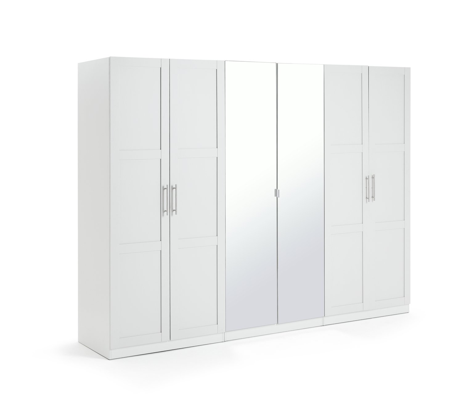 Habitat Munich 6 Door Mirror Framed Wardrobe - White