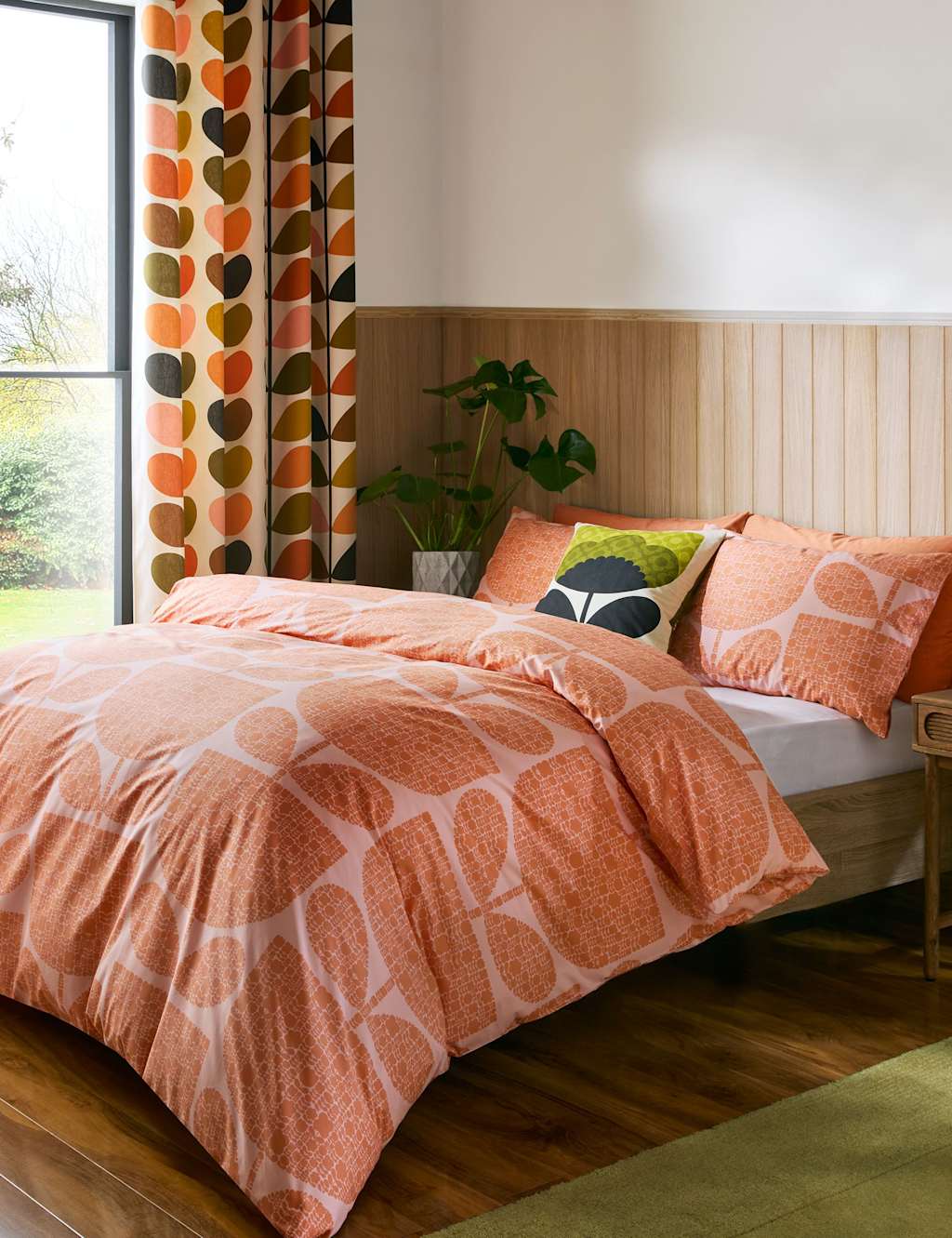 Orla Kiely Pure Cotton Block Garden Bedding Set Orange