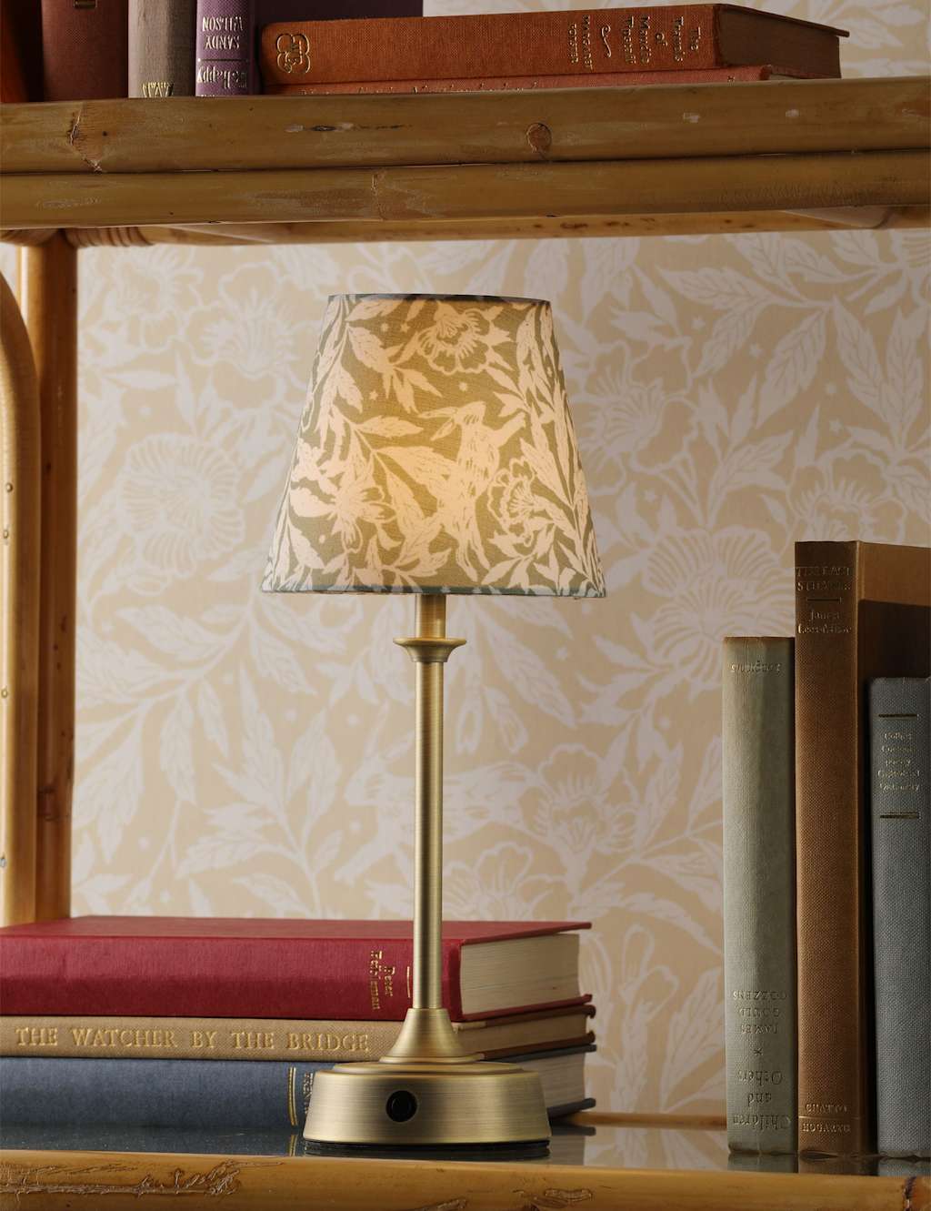 Joules Home Lighting Apsley Rechargeable Metal Floral Table Lamp Antique Brass
