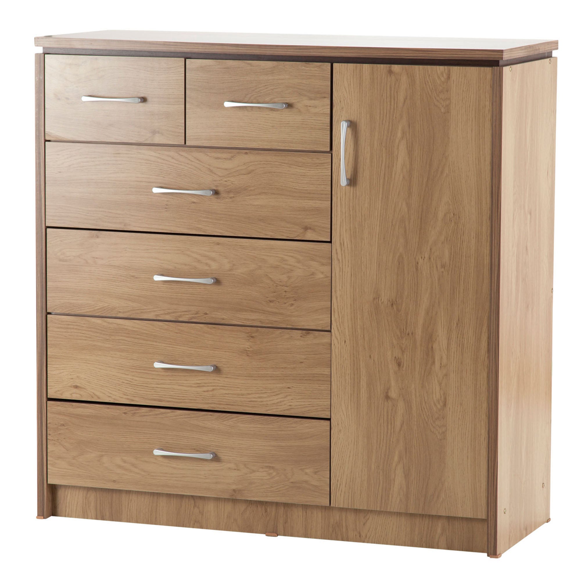 Charles 1 Door 6 Drawer Chest Natural