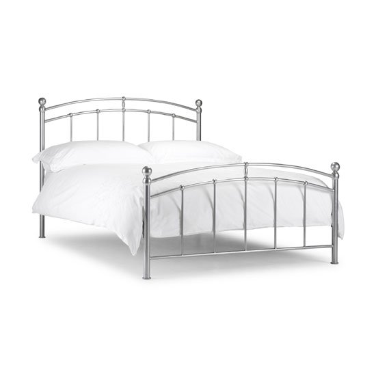 Chanties Metal King Size Bed In Bright Aluminium Finish