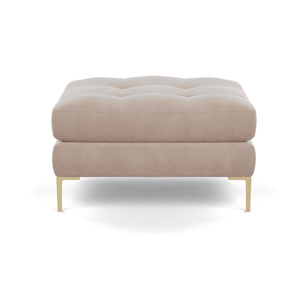 Heal's Eton Footstool Smart Velvet Pebble Brass Feet