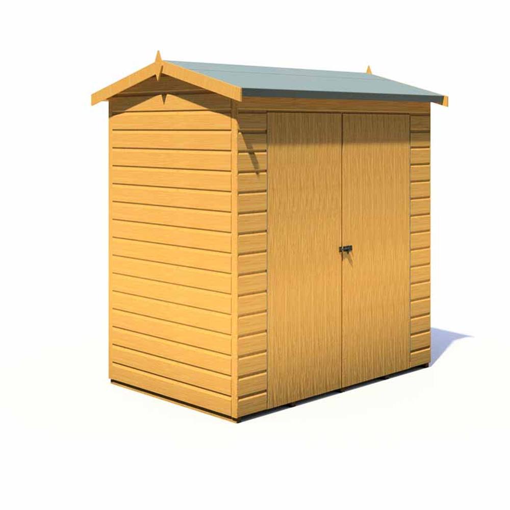 Shires Lewis 4x6' Double Door Reverse Apex Style Shed - L191.4xW136xH204.3 cm in Brown 2