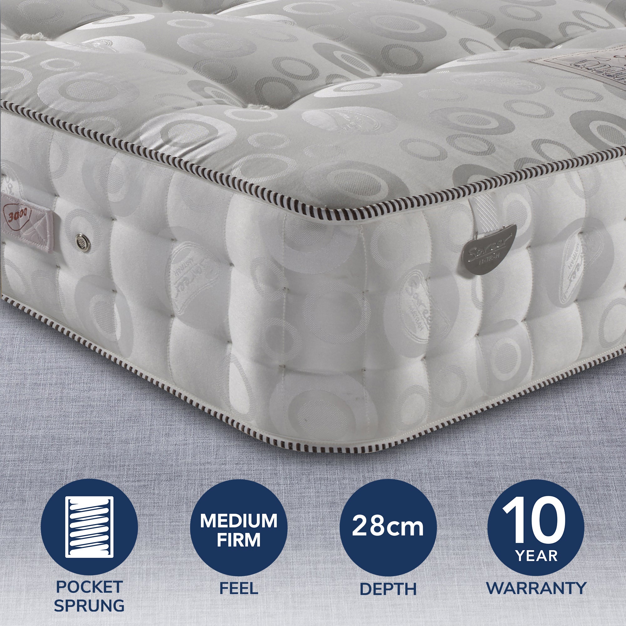 Pocketo Medium Firm 4000 Pocket Sprung Mattress Grey