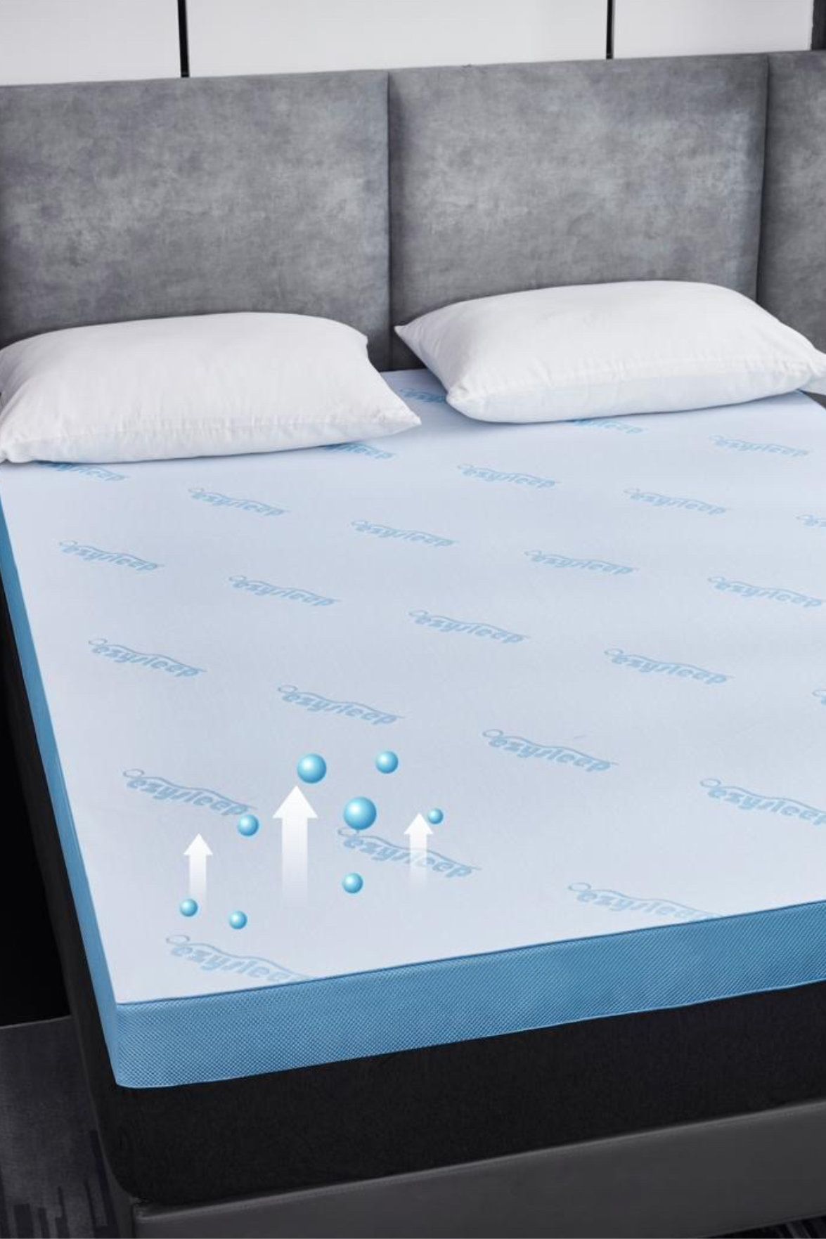 Ezysleep Air Flow Memory Foam Mattress Topper 2 Inch in White