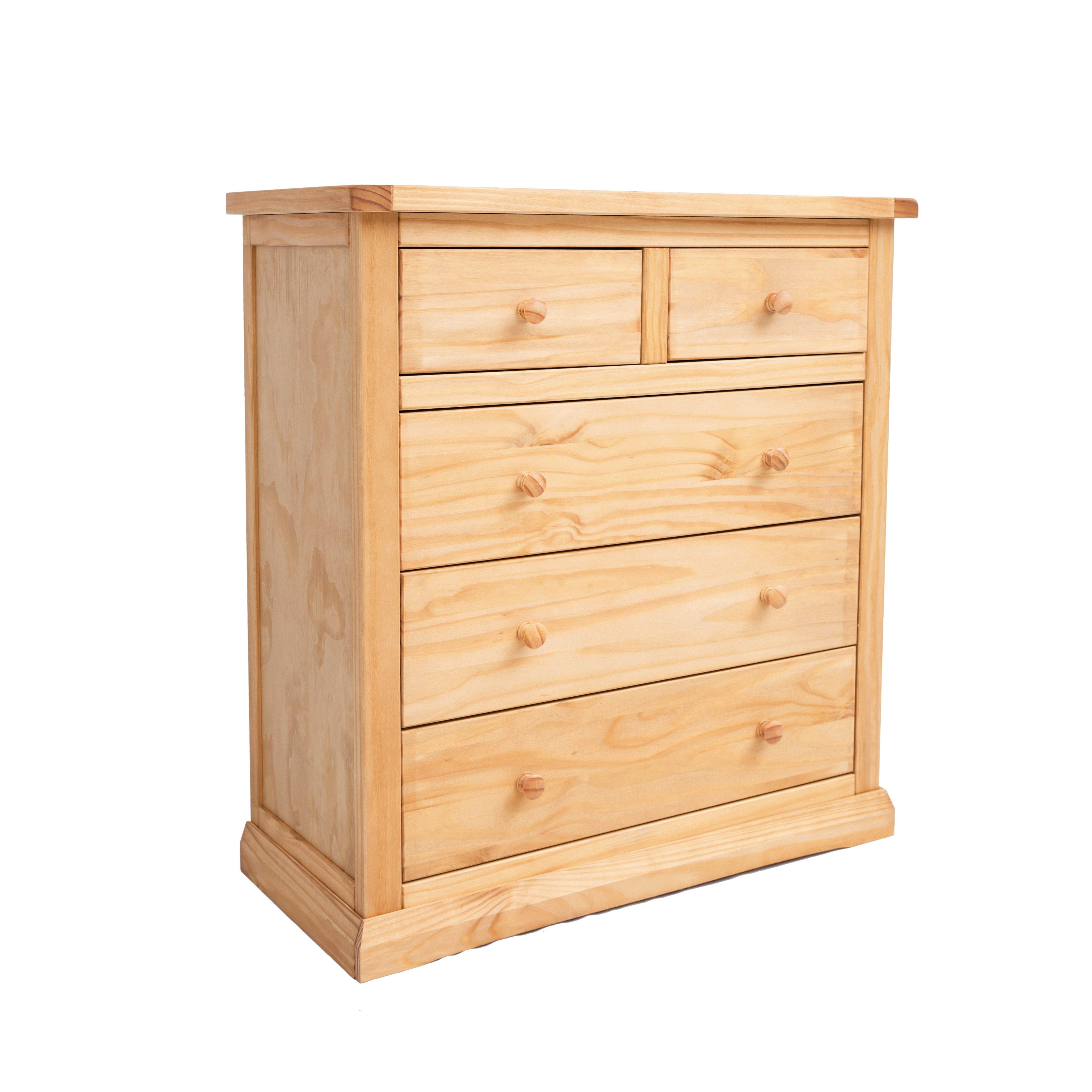 Cabinet Bits Lucca 5 Drawer Chest of Drawers Wood Knob in Light Brown