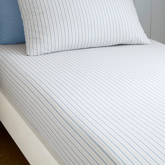 Stripe Seersucker Cotton Fitted Bed Sheet