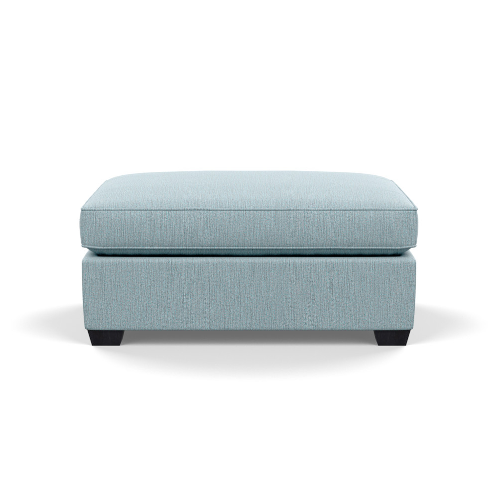 Heal's Torino Footstool Smart Linen Mix Duck Egg Black Feet