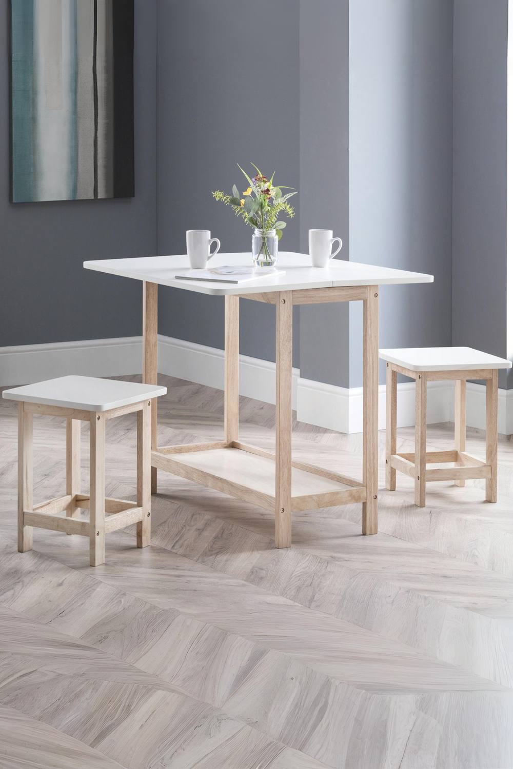Julian Bowen Bergen Compact Folding 2 Seater Bar Set in White