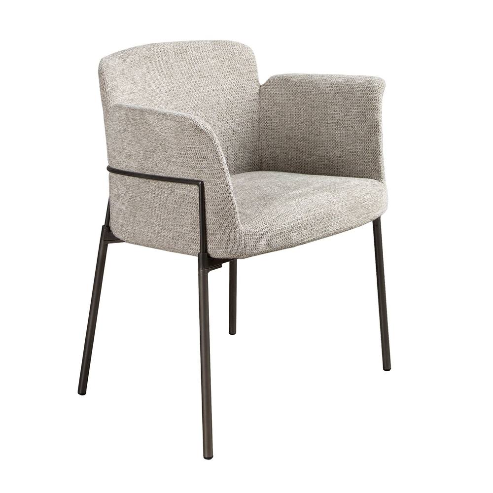 Angel Cerda Grey Fabric Dining Chair Stainless Steel Legs