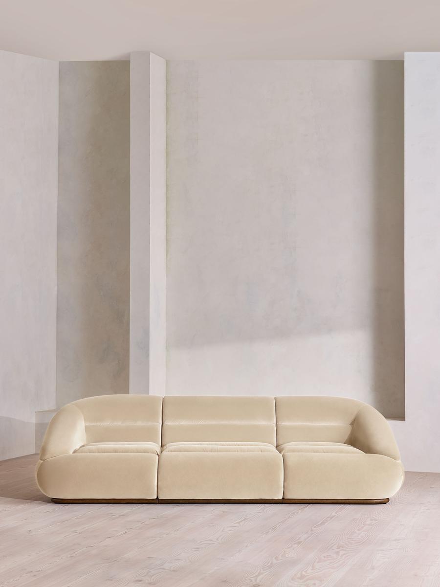 Edison Modular Sofa, Four Seater, Velvet, Porcelain