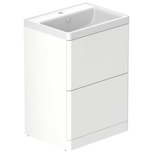 Nexa By VADO Veva Dusk White Freestanding Vanity Unit & Mineral Cast Basin - 600mm