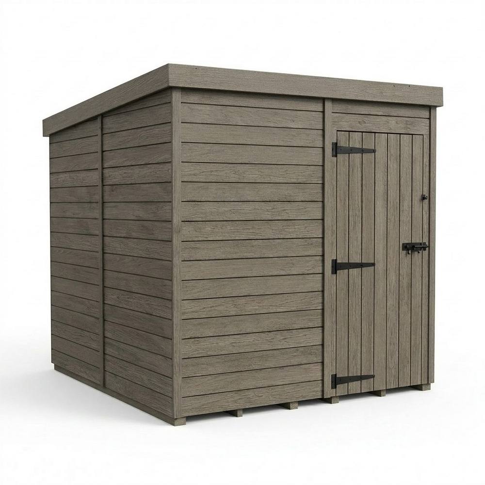 Buttercup Farm 8ft x 10ft Composite Pent Garden Shed Single Door No Windows - Grey