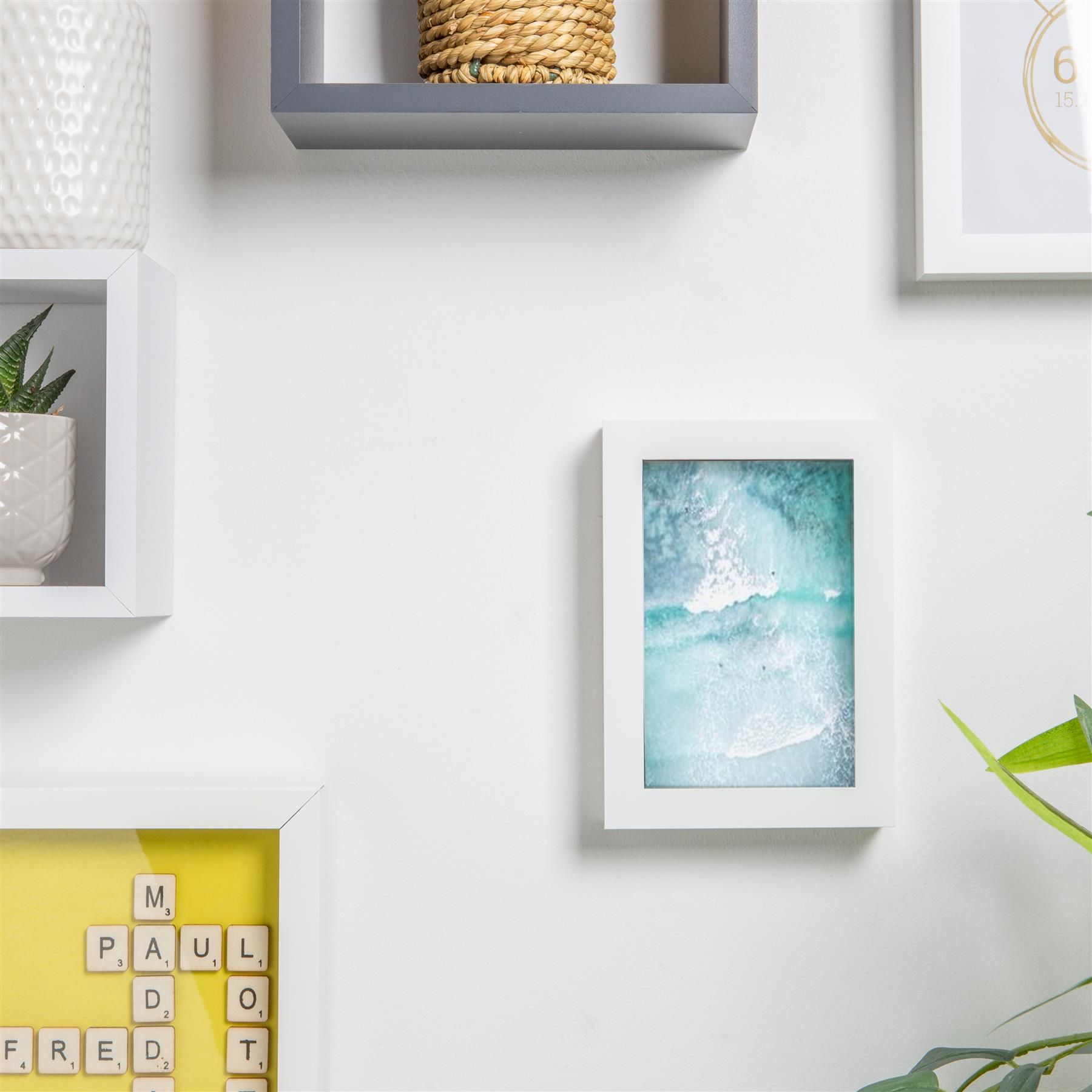 Nicola Spring 3D Box Photo Frames - 4 x 6" - Pack of 5 in White 5
